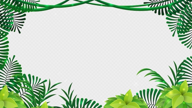 Vector tropical jungle frame with leaves isolated