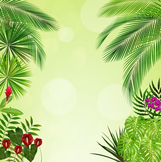 Tropical jungle on green background