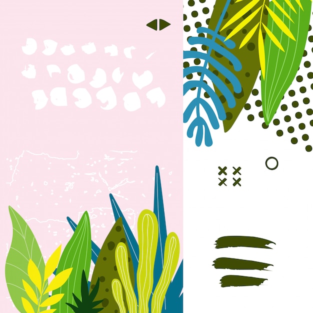 Vector tropical jungle leaves background