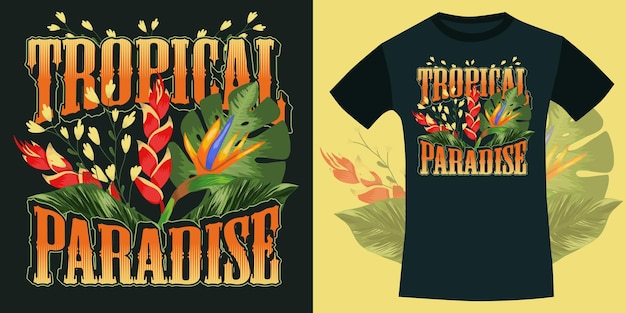 Tropical labels with exotic floral design and leaves palm isolated illustration emblem for tshirts