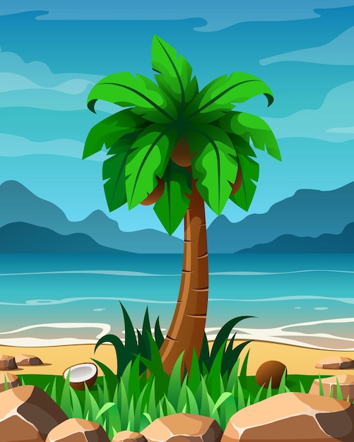 Tropical landscape vector illustration