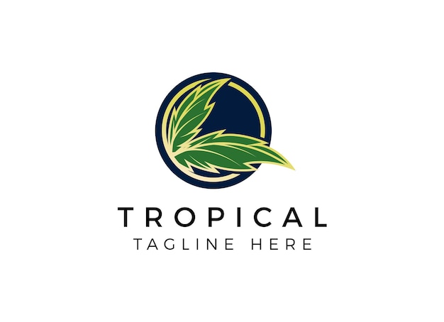 Tropical Leaf Logo Design Template.