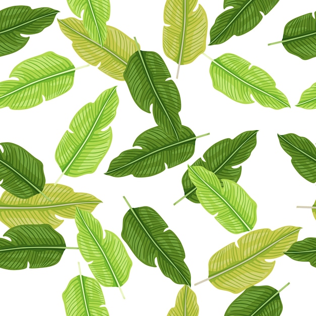 열 대 잎 원활한 패턴 이국적인 잎 배경 정글 식물 끝없는 벽지 열대우림 꽃 하와이 배경