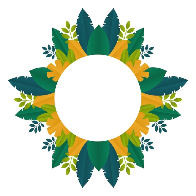 Tropical leafs circular frame