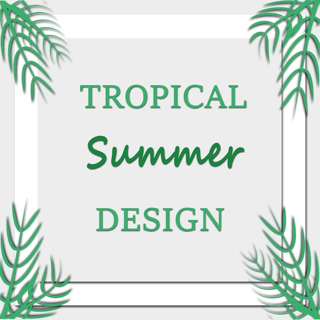 Tropical leave frame Card with palm frame floral decoration