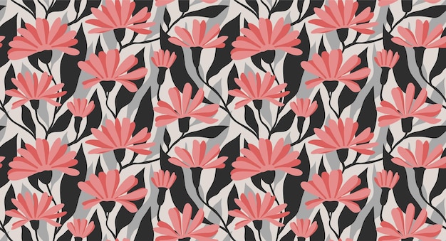 열 대 잎과 꽃 원활한 패턴