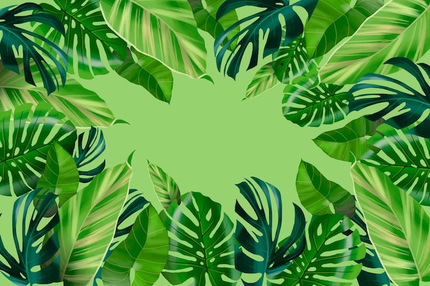 ベクトル ズームのための熱帯の葉の背景