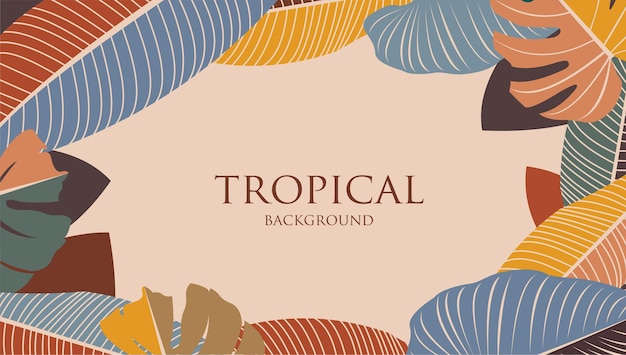 Tropical leaves background vector