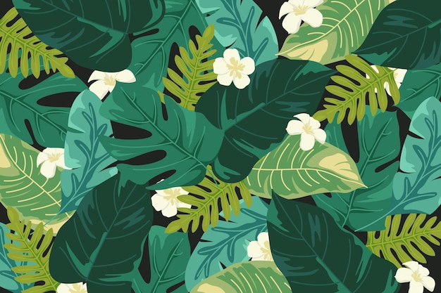 Vector tropical leaves background for zoom