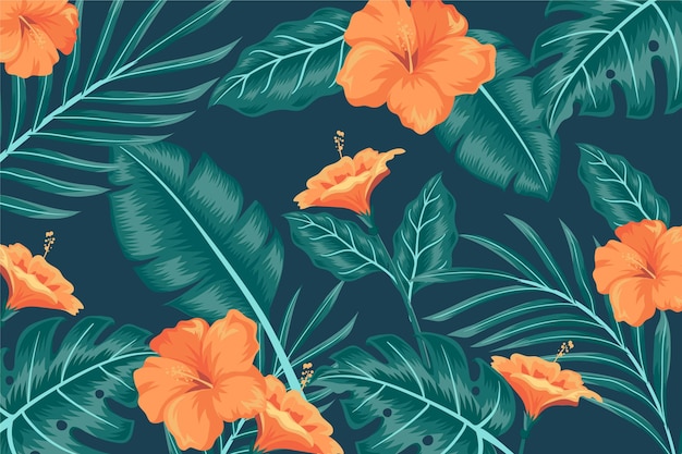 Tropical leaves background for zoom