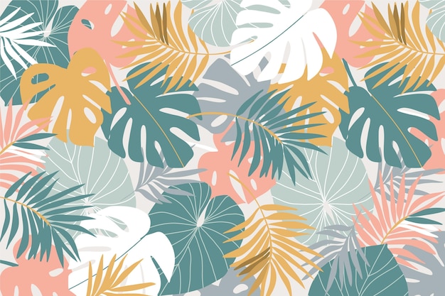 Vector tropical leaves background