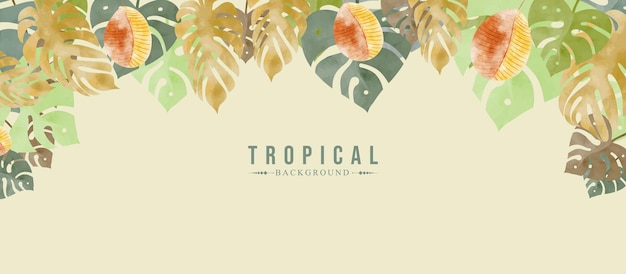 Tropical leaves banner background tropical banner for floral design element