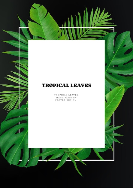 Tropical leaves botanical luxury frame vertical poster