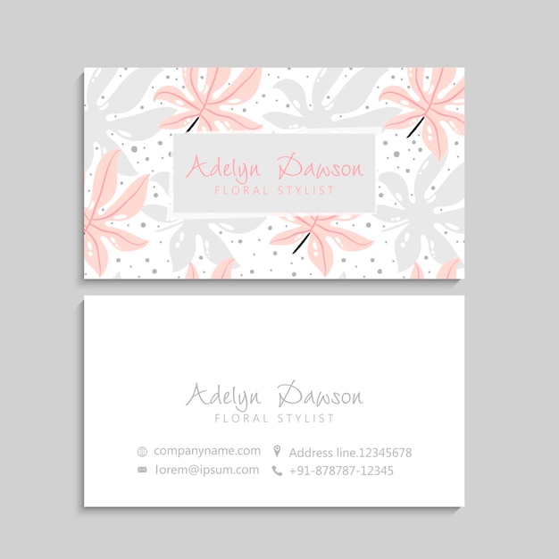 Vector tropical leaves business cards template