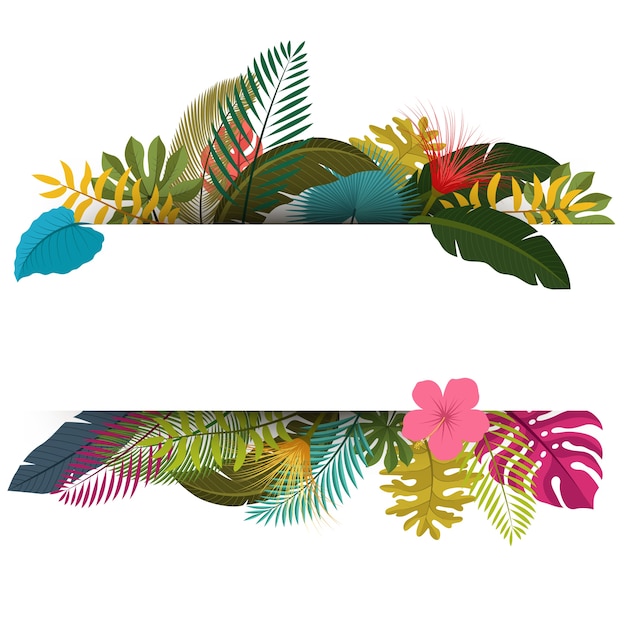 Tropical leaves floral vintage