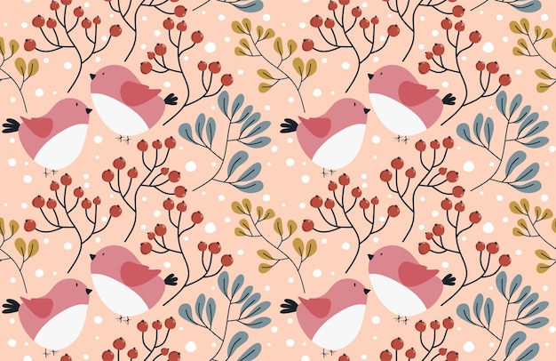 Tropical leaves and flower seamless pattern