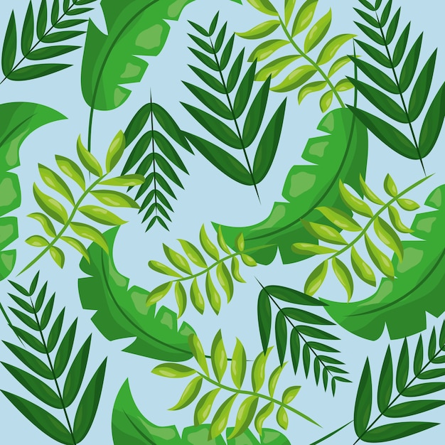 Tropical leaves foliage frond plant seamless pattern