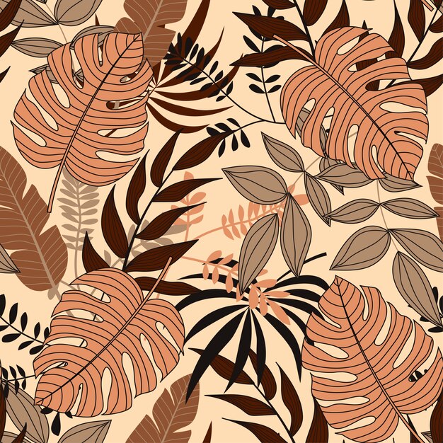 Vector tropical leaves and plants