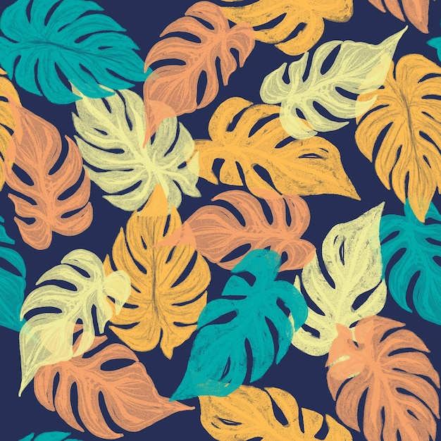 tropical leaves repeat design vector illustration