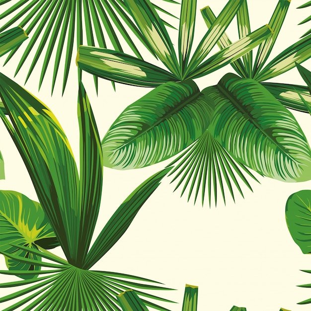 Tropical leaves seamless pattern