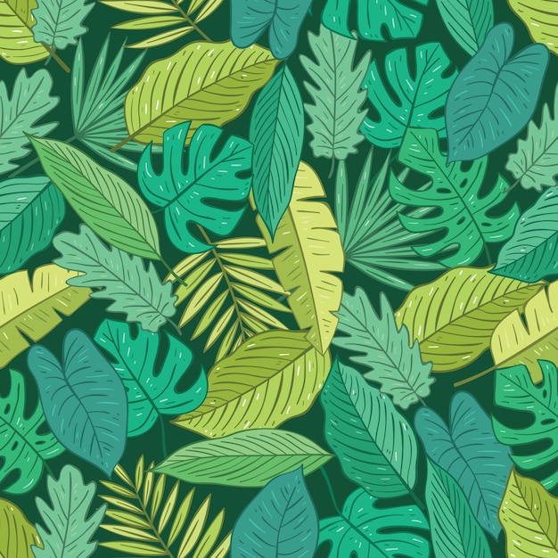 Vector tropical leaves seamless pattern