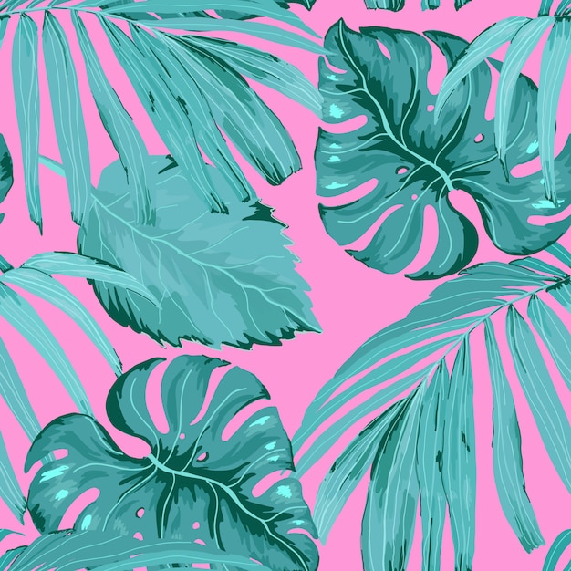 熱帯の葉のシームレスパターン