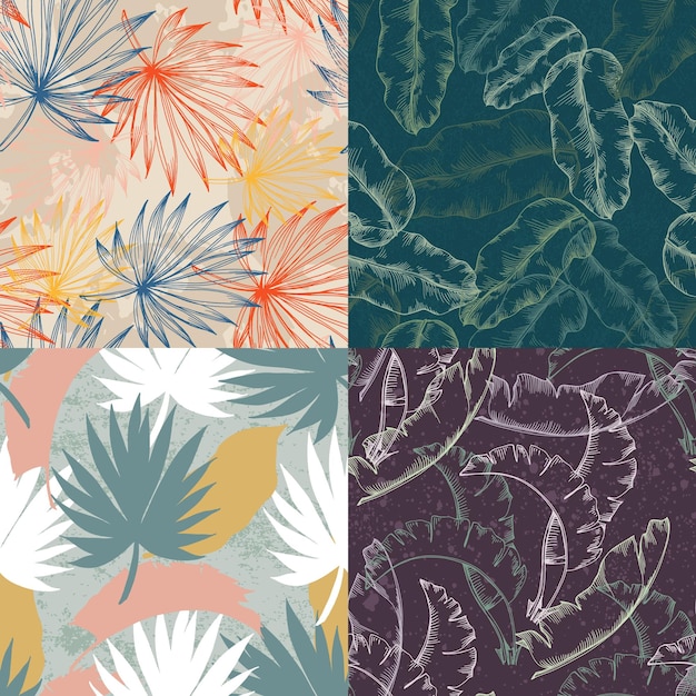 Tropical leaves seamless pattern