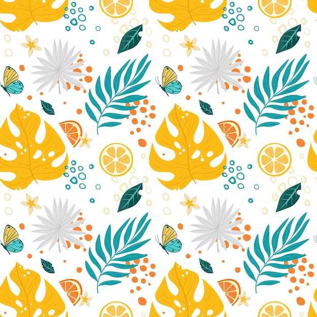 Tropical leaves seamless pattern