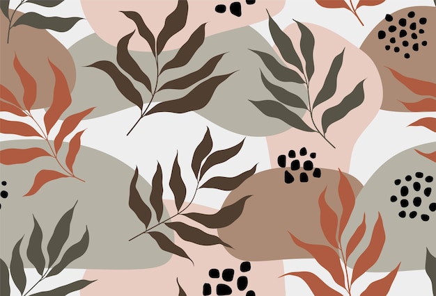 Tropical leaves seamless pattern