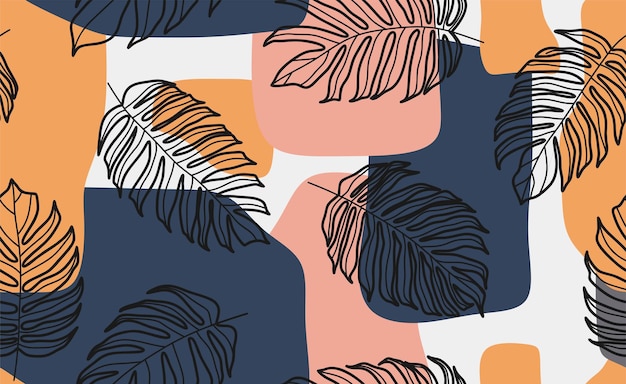 Tropical leaves seamless pattern