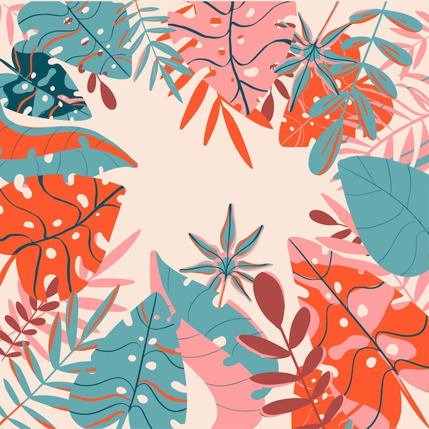 Tropical leaves Spring and Summer fresh and shine background  vector trendy colors