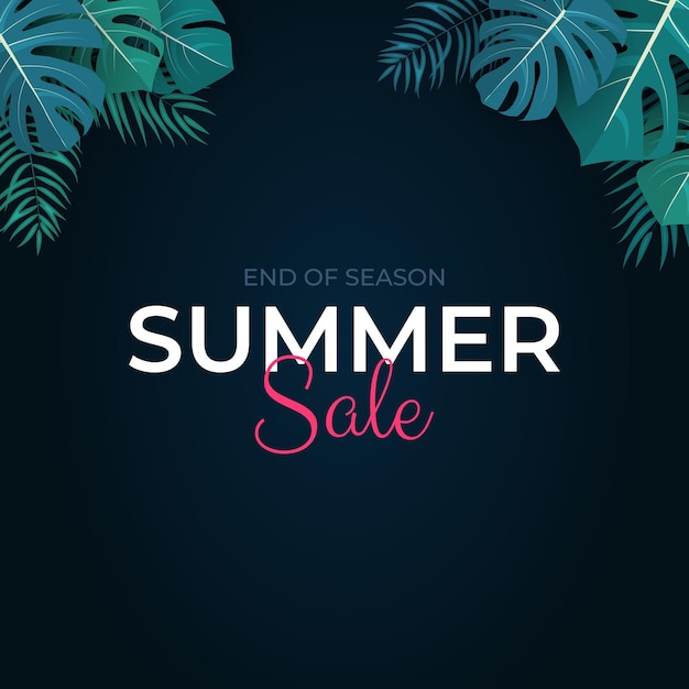 Tropical leaves summer sale background illustration