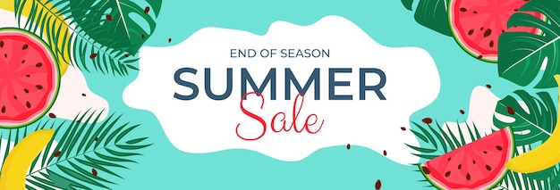 tropical leaves summer sale background vector illustration eps10