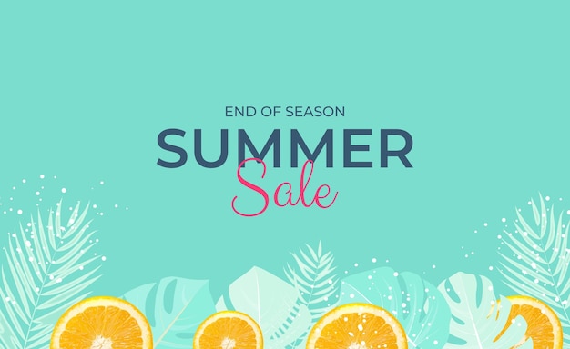 Vector tropical leaves summer sale background