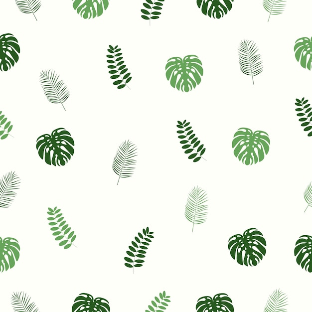 Tropical leaves summer seamless pattern illustration