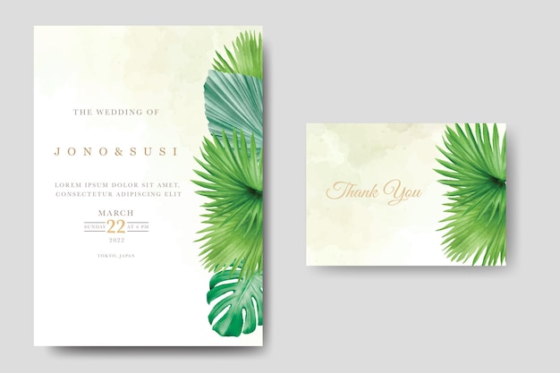 Tropical Leaves Wedding Invitation Card