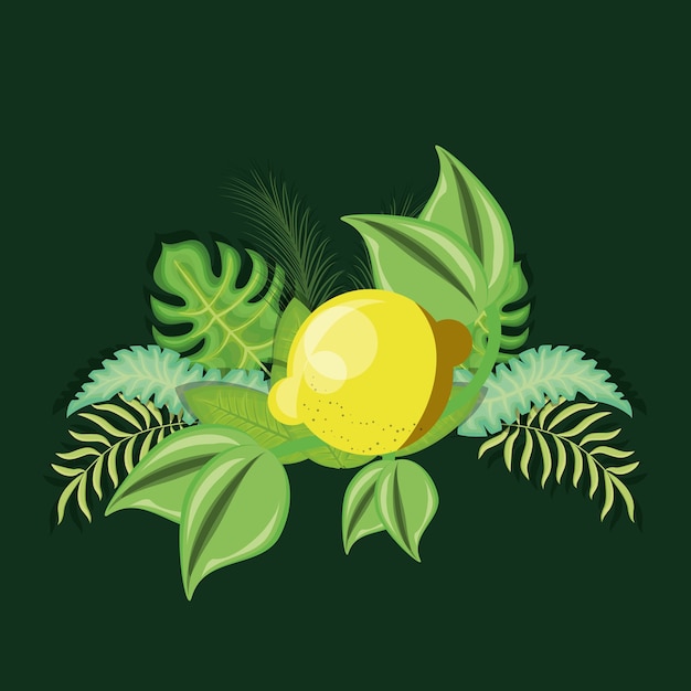 tropical leaves with lemon 