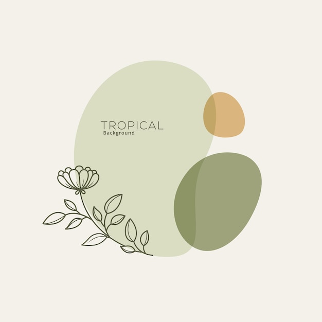 Tropical leaves with rounded element background vector illustration