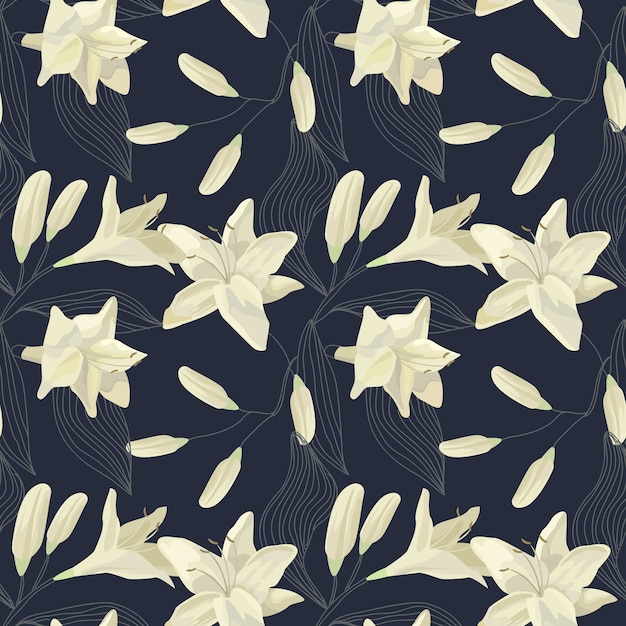 Tropical Lily Engraving Pattern