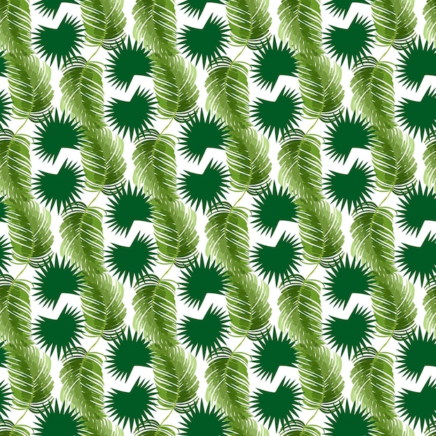 Tropical monstera coconut on white background Seamless Pattern Design