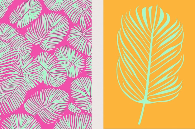 Tropical Monstera Leaf Line Art Print