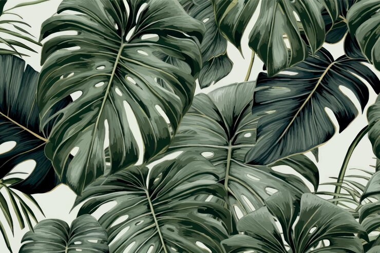 Vector tropical monstera leaf pattern