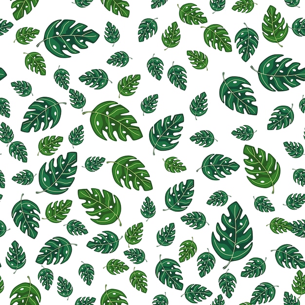 Tropical monstera leaves seamless repeat pattern