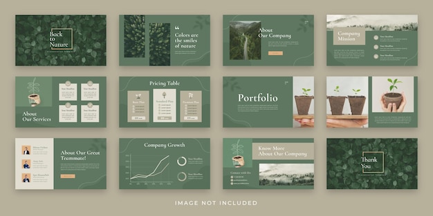 열 대 자연 비즈니스 프레젠테이션 슬라이드 템플릿 디자인 모음