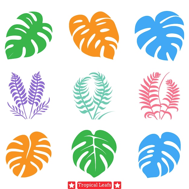 Tropical oasis adembenemende blad silhouet collectie voor creatieve ondernemingen