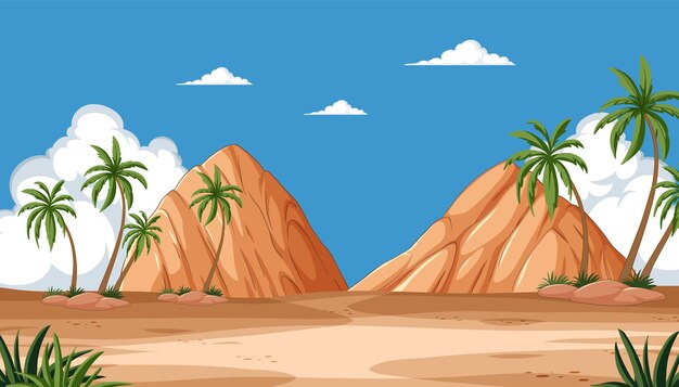 Vector tropical oasis with palm trees