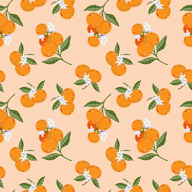 Vector tropical orange fruits, leaves, flowers. for summer covers, tropical wallpapers, wrapping paper