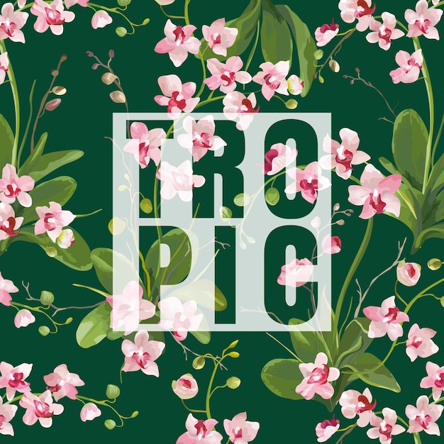 Sfondo di fiori di orchidea tropicale. grafica tshirt design in