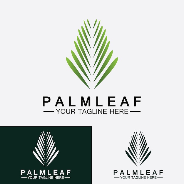 tropical palm leaf logo vector design template