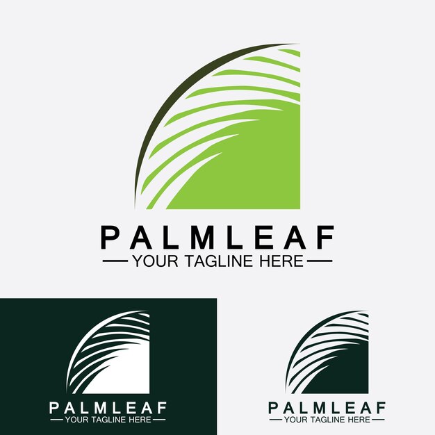 tropical palm leaf logo vector design template